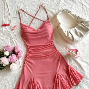 Elegant Pink Backless Dress